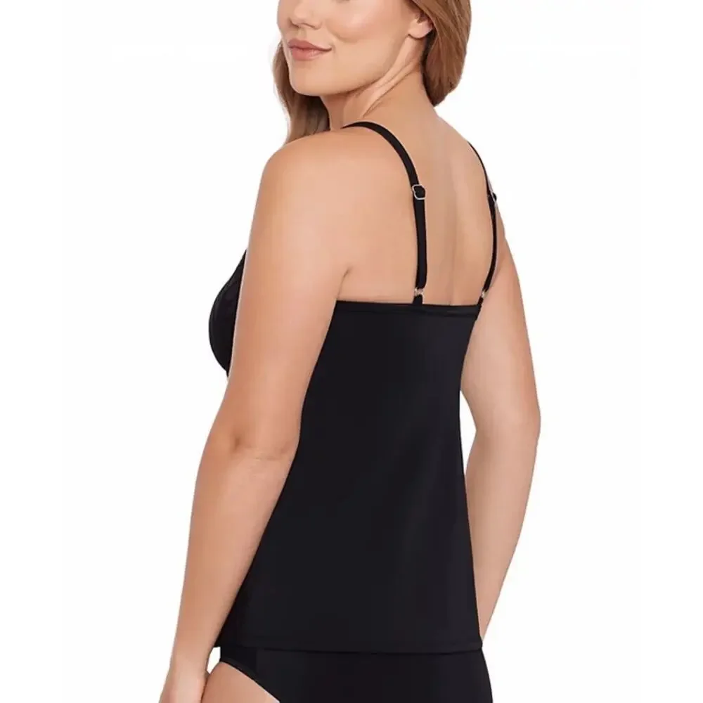 Swim Solutions Women's Knotted Flyaway Tankini Top in the Shade Black SZ 14 NWT - Picture 11 of 12
